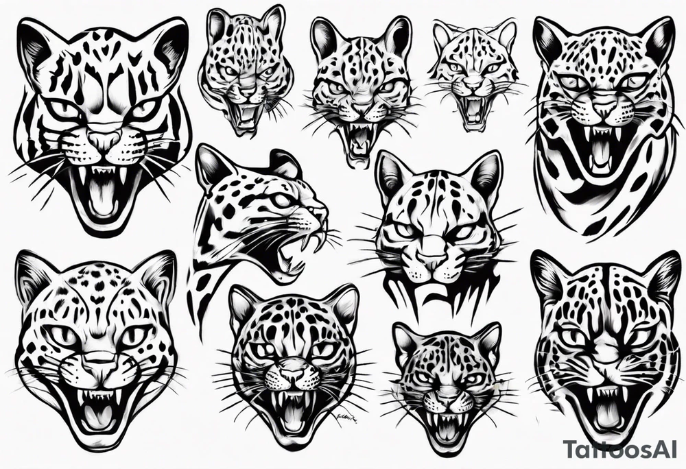robitic ocelot roar tattoo idea