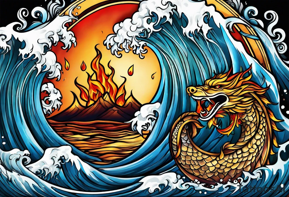 water on fire tattoo idea