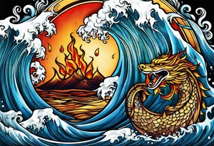 water on fire tattoo idea