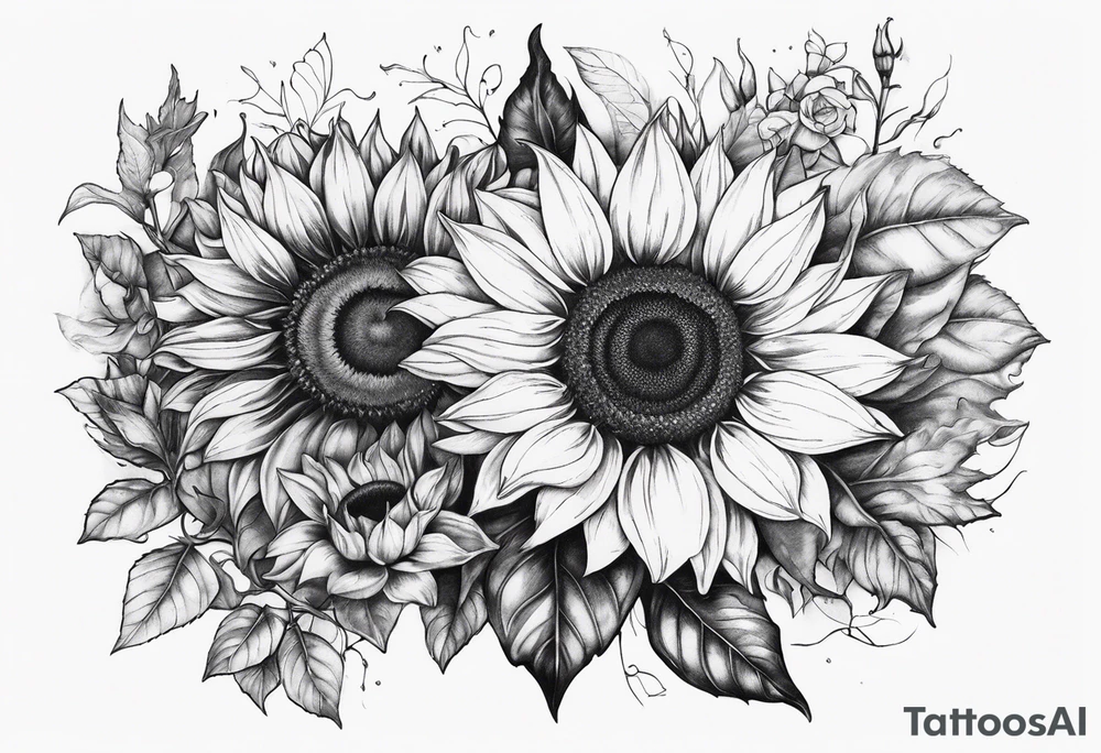 Half Capricorn and half sunflower tattoo idea