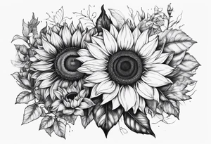 Half Capricorn and half sunflower tattoo idea