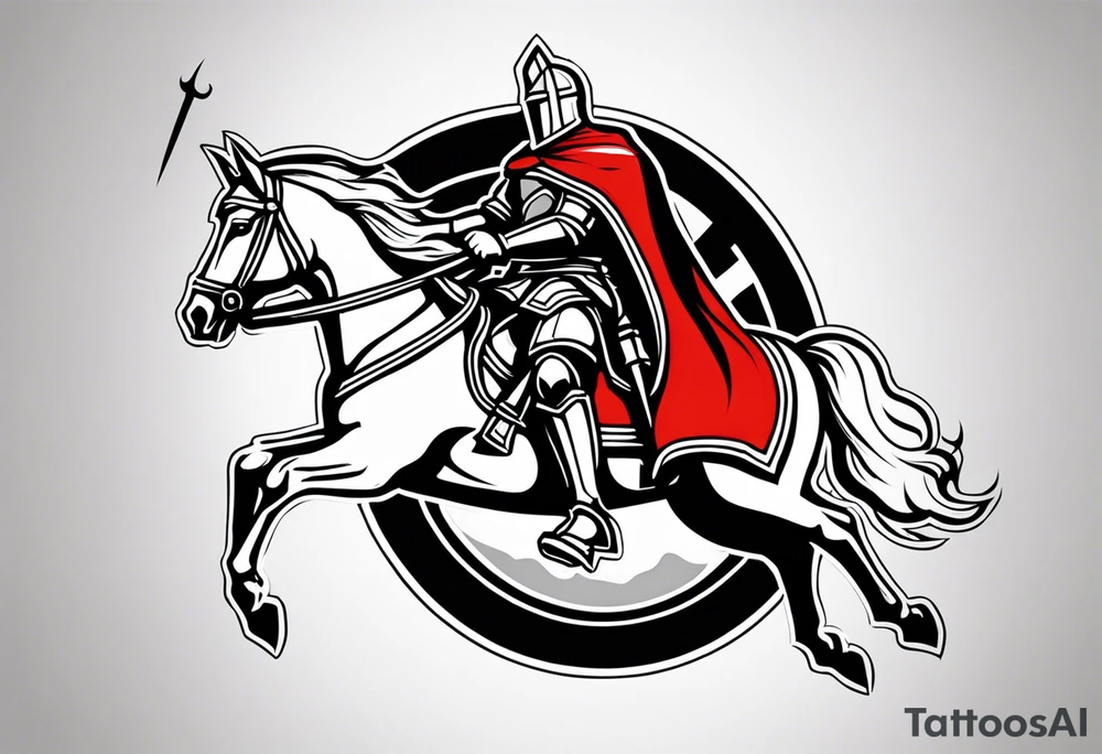 Templer knight on horse with sword an shield tattoo idea