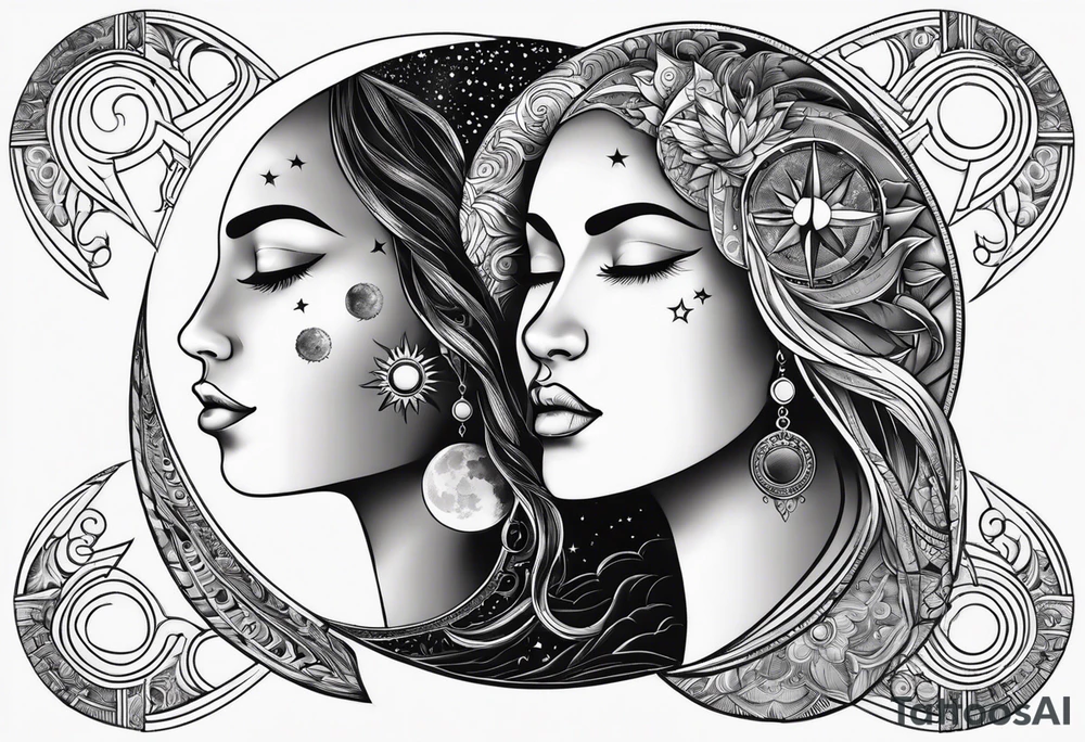sun and the moon, the overlap
the sun has a woman face and the moon a man face tattoo idea