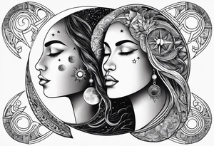 sun and the moon, the overlap
the sun has a woman face and the moon a man face tattoo idea