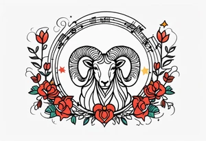 MUSIC LIFE FAMILY ARIES tattoo idea