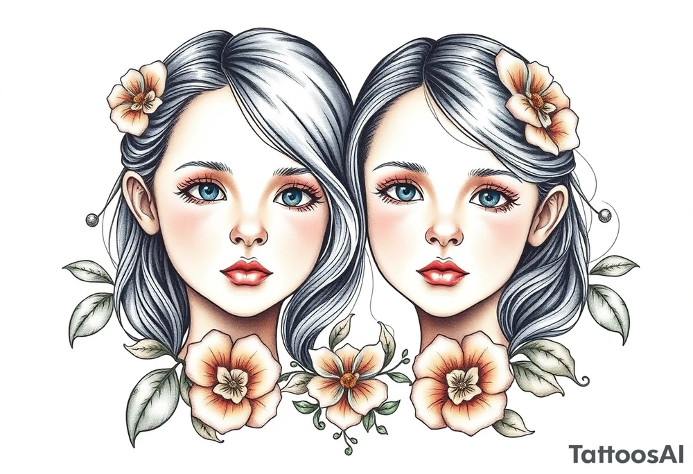 A feminine Irish twins tattoo for two little girls tattoo idea