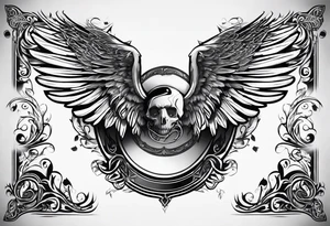 The word Glenn on a banner with angel wings tattoo idea