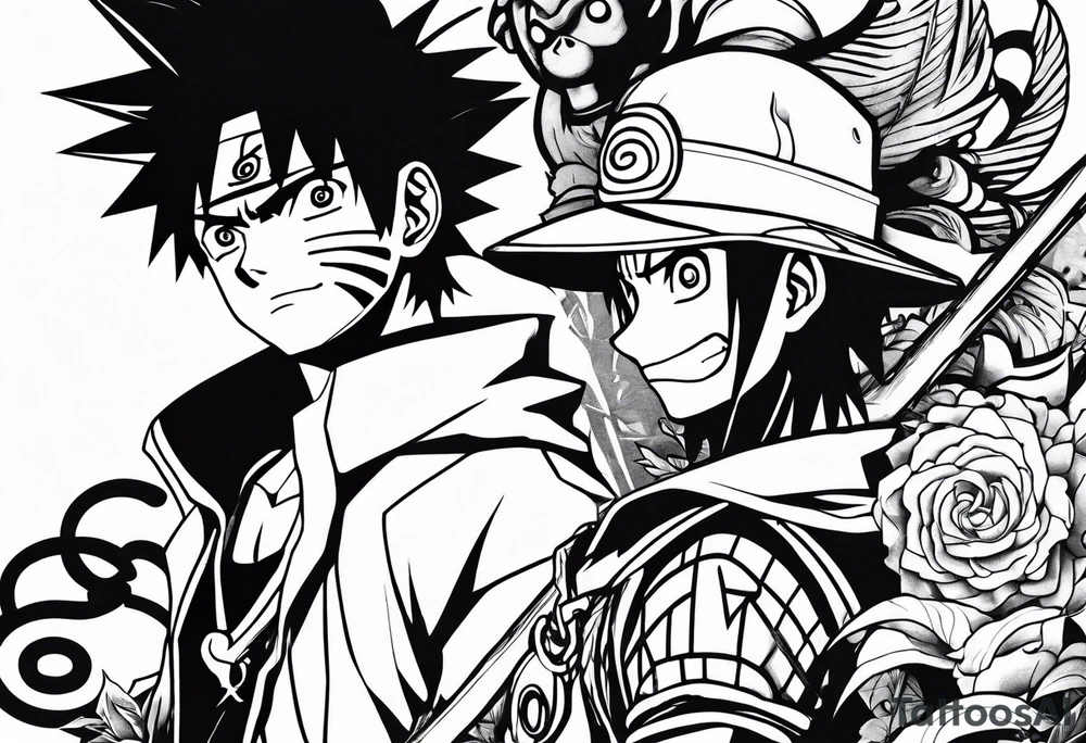 Naruto and monkey d luffy tattoo idea
