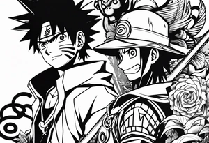 Naruto and monkey d luffy tattoo idea
