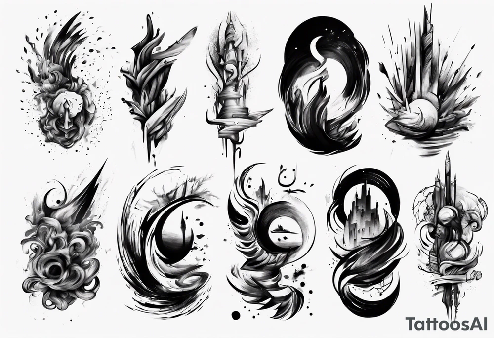 Brush stroke drawing time tattoo idea