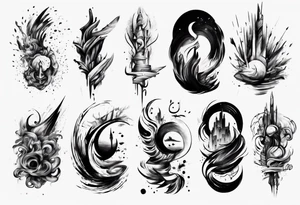 Brush stroke drawing time tattoo idea