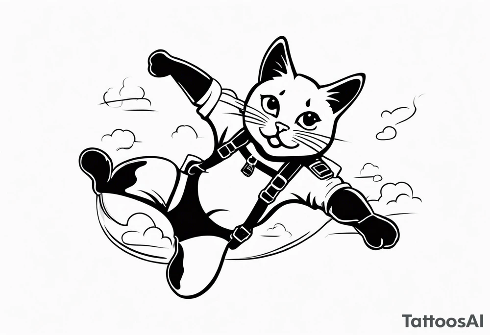 a cat going skydiving tattoo idea