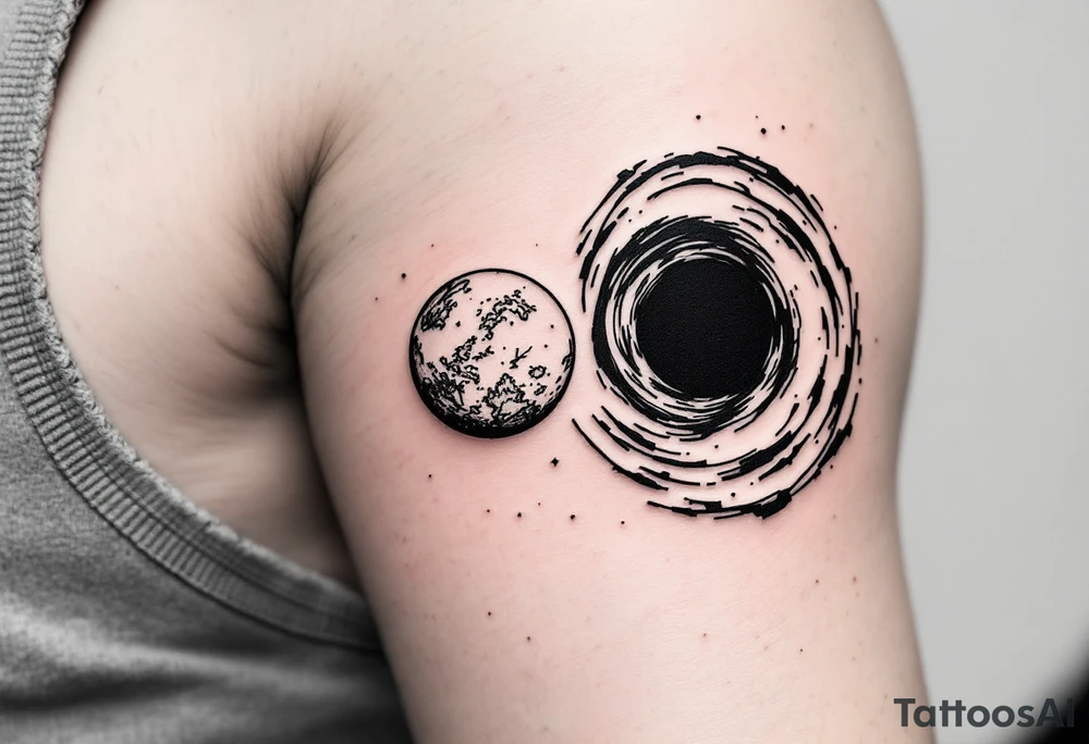 2 different worlds on both sides of a black hole tattoo idea