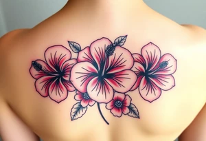 3 hibiscus flowers with flower decor tattoo idea