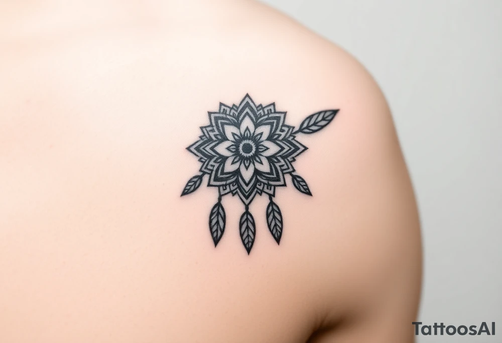 spiritual feathers ornamental mandala shaman tattoo idea