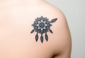 spiritual feathers ornamental mandala shaman tattoo idea