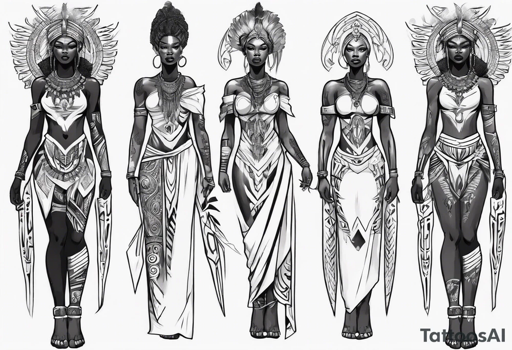 African female queen valkyre full body angelic
slim face tattoo idea