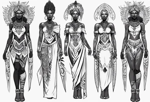 African female queen valkyre full body angelic
slim face tattoo idea