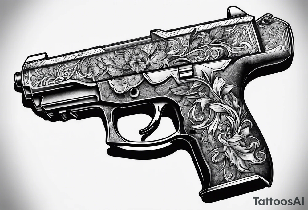 Pistol and nature tattoo idea