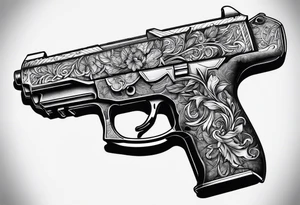 Pistol and nature tattoo idea