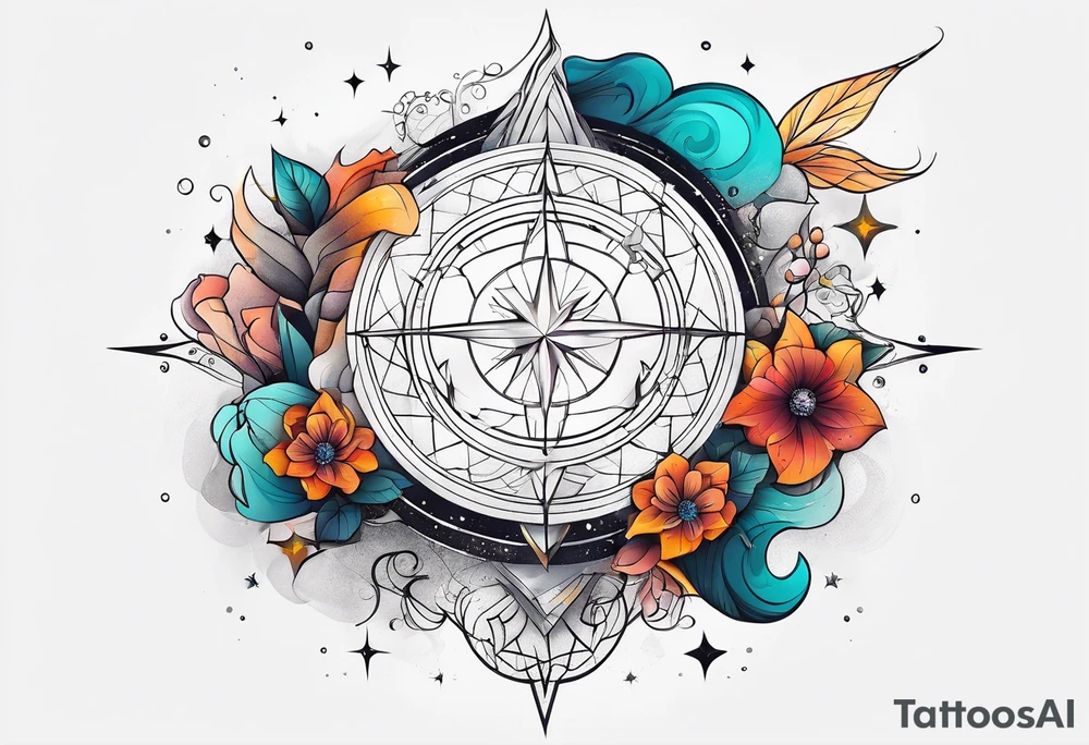 Abstract , astrology , minimalist Sleeve tattoo idea