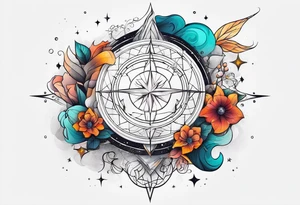 Abstract , astrology , minimalist Sleeve tattoo idea