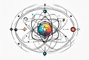 quantum atom with spiritual elements tattoo idea