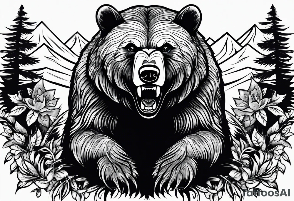 Angry Black Bear, traditional tattoo idea