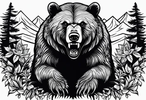 Angry Black Bear, traditional tattoo idea
