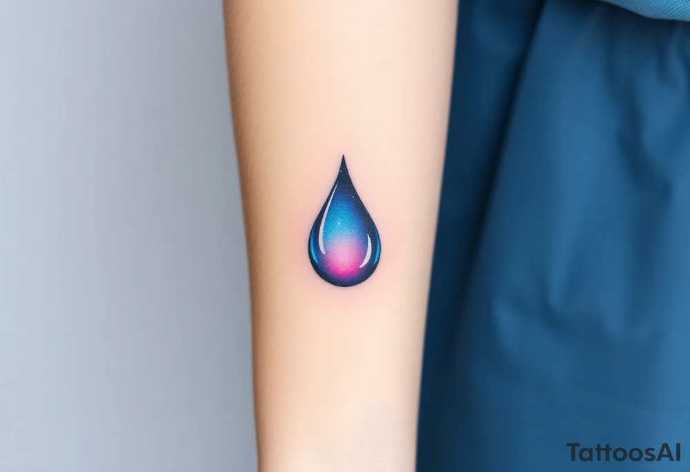 A single teardrop with a soft gradient from sapphire blue to deep purple, symbolizing the healing power of tears. tattoo idea