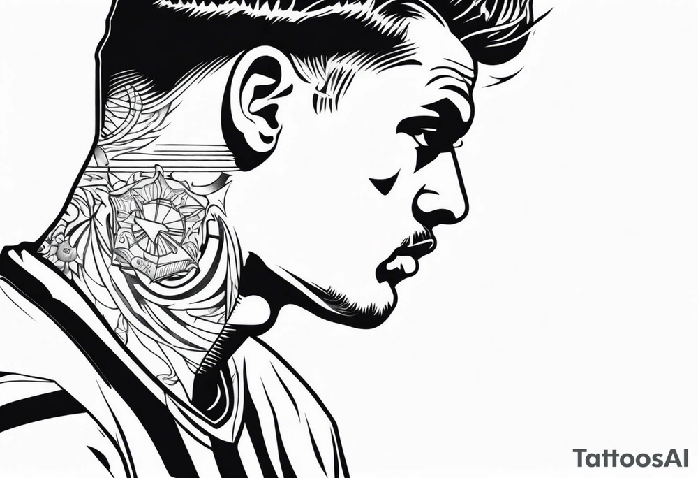 old school tattoo, of a footballer tattoo idea