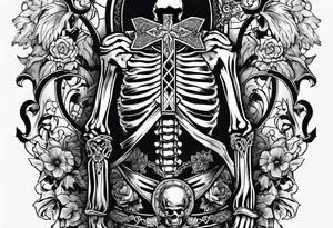 skeleton walking with a cross tattoo idea