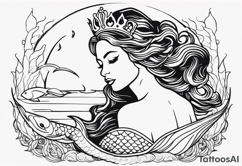 Queen mermaid tattoo idea