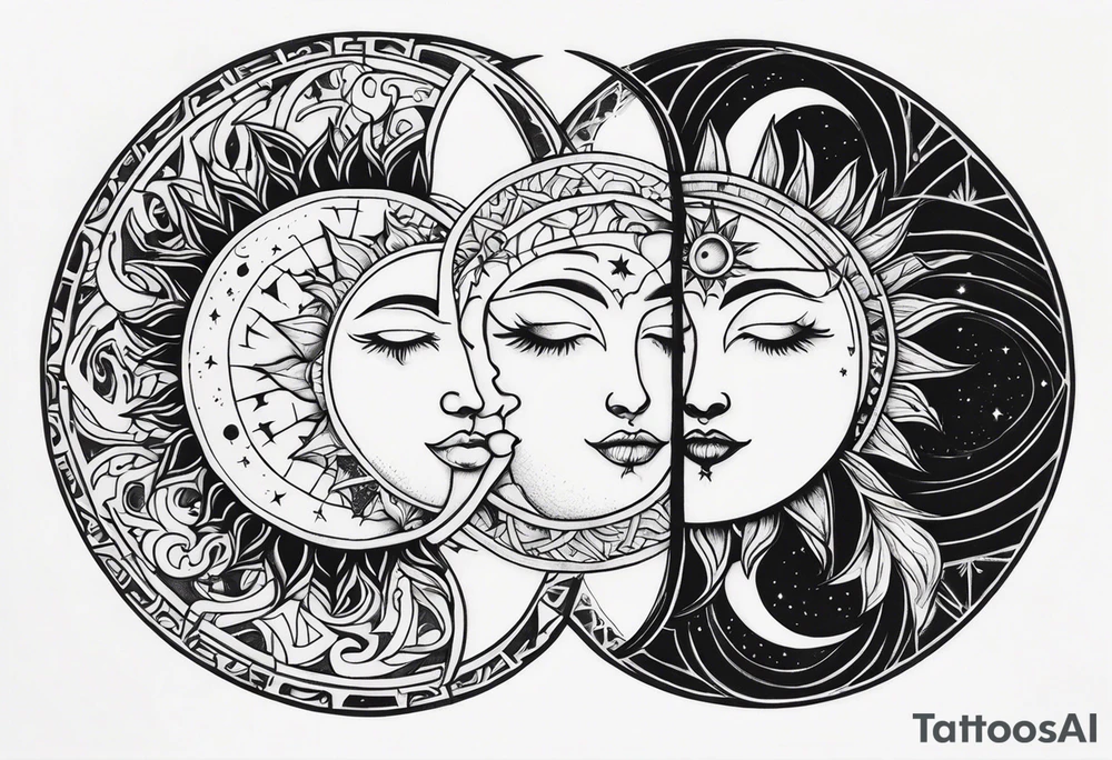 Sun and moon tattoo idea
