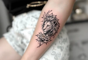 Lioness and lotus flower tattoo idea