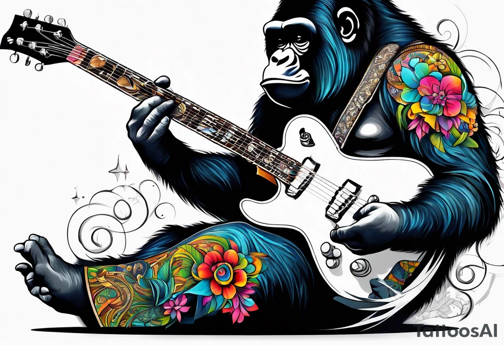 gorila tocando guitarra tattoo idea