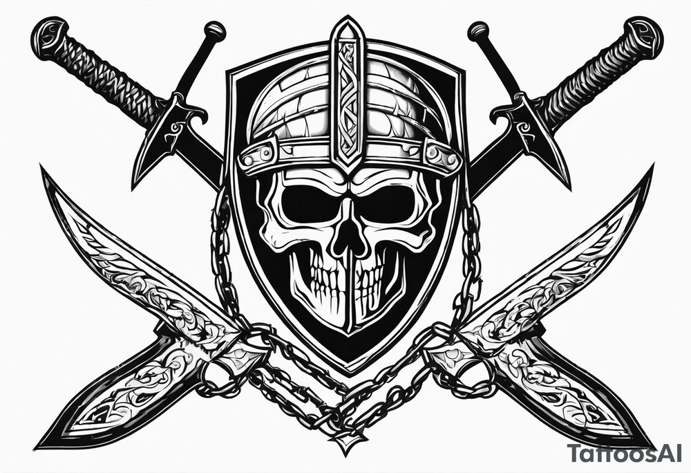 Valhalla fire sword shield barbed wire tattoo idea