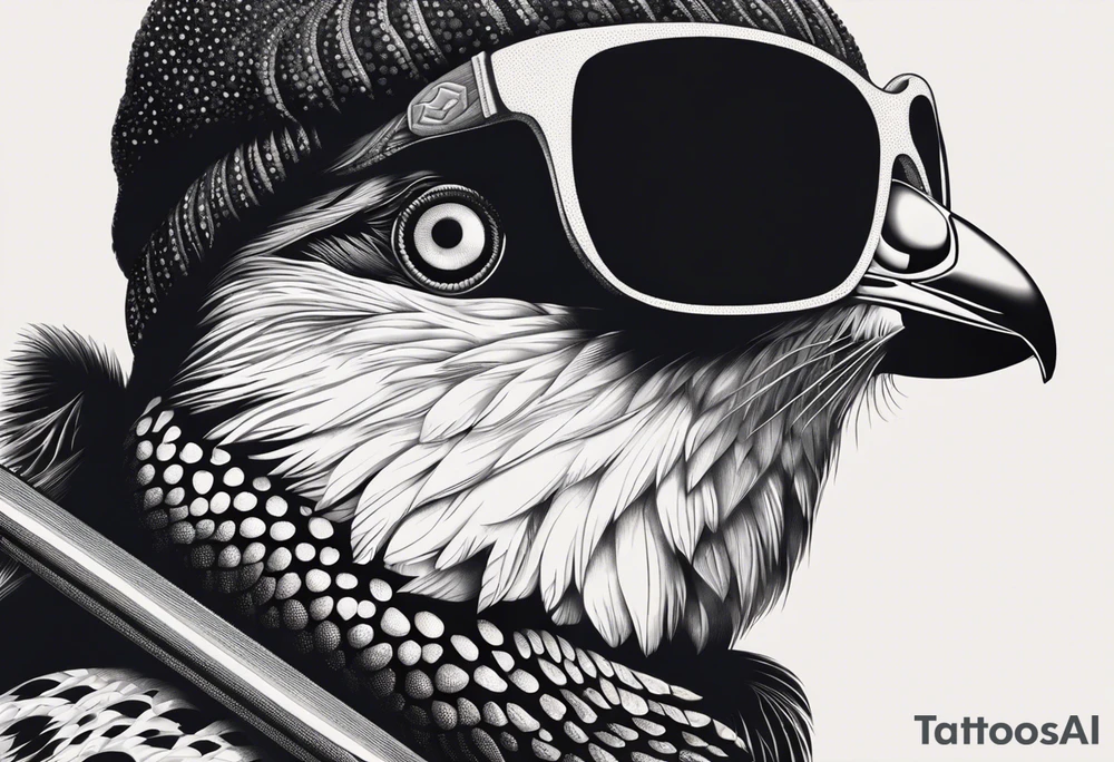 Partridge on skis with pit viper sunglasses tattoo idea