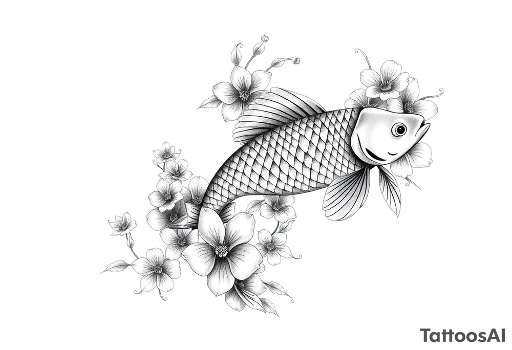 Exotic birds, Exotic flowers, Coi fish tattoo idea