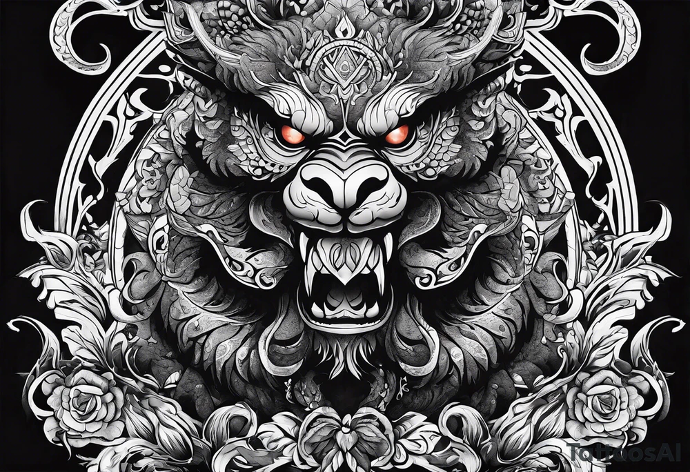 shadow monster sitting tattoo idea