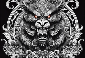 shadow monster sitting tattoo idea