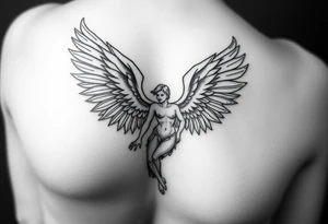 Archangel ariel tattoo stencil for thigh on women tattoo idea