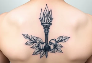 Leadership torch on a bed of fig leaves tattoo idea