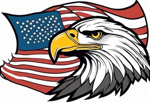 eagle flying holding American flag with beak tattoo idea