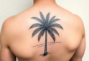 palm tree, on the see with beachparty vibes tattoo idea