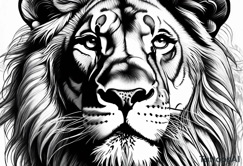 powerful majestic lion, close-up tattoo idea