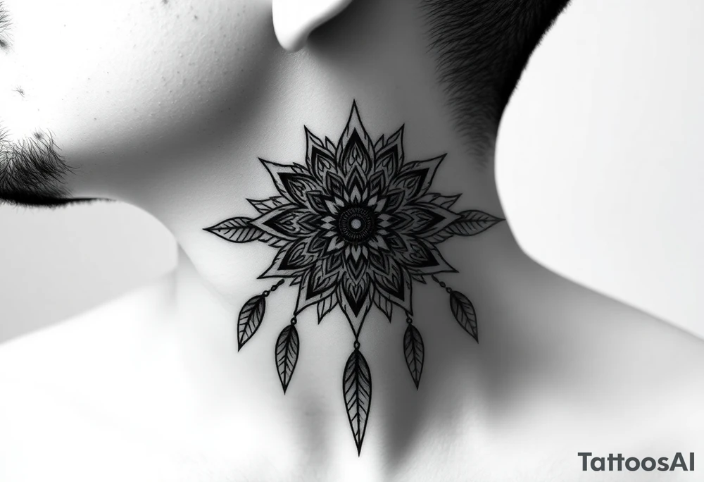 spiritual feathers ornamental mandala shaman tattoo idea