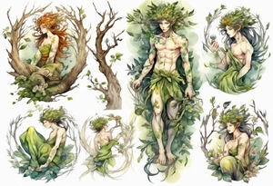 a male dryad beautiful and slender tattoo idea