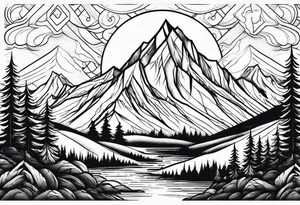 Strong mountain with a little flame tattoo idea