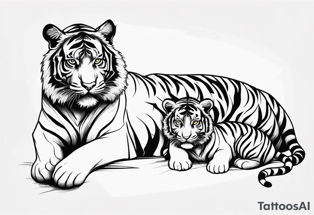 Tiger and 2 cubs tattoo idea